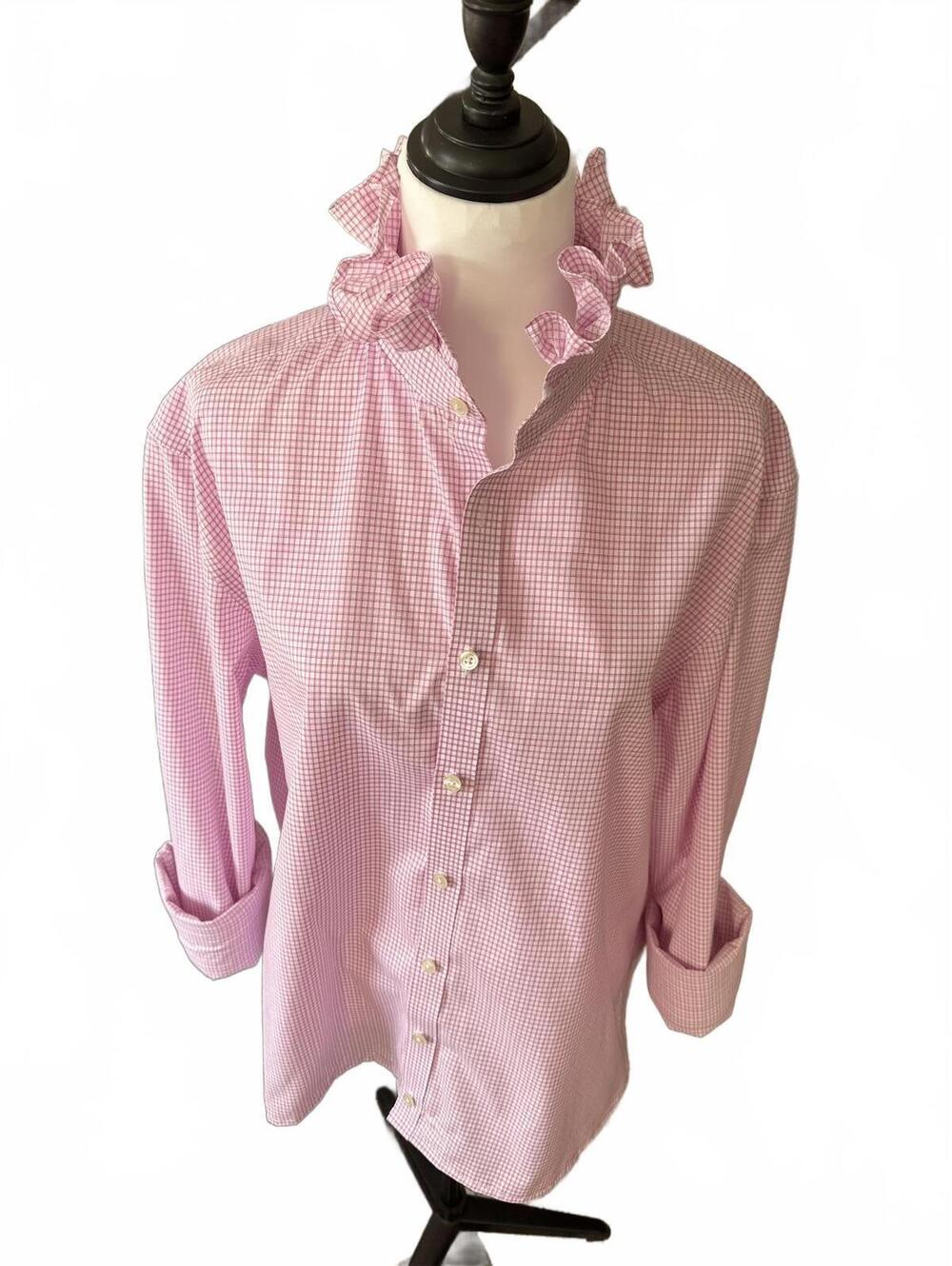 Upcycled Men's Button Up Dress Shirt with Ruffle Collar | One of One - Picture 6 of 9